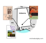 Map of books set in Alabama by Alabama authors on andreareadsamerica.wordpress.com